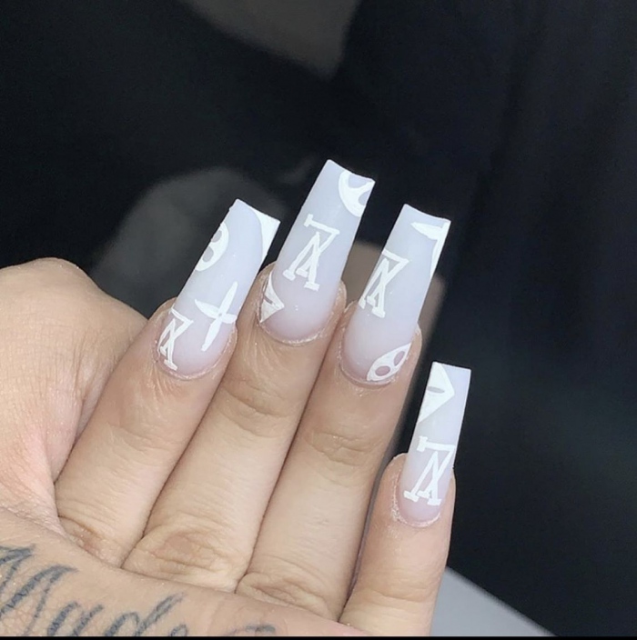 White Lv Nails - Nails Design Ideas